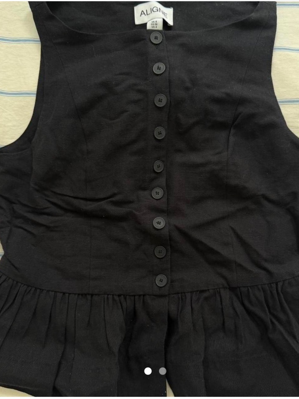 Aligné Women’s Black Button-Front Sleeveless Peplum Top